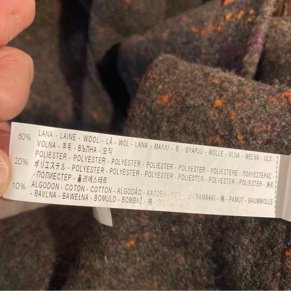 ZARA KNIT Sz S Thick Knit Knee Length Double Breasted Heather Brown Unlined Coat - Picture 8 of 15